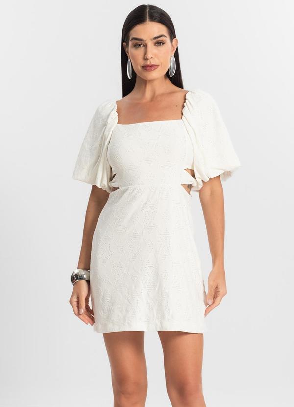 Select - Vestido Feminino com Manga Bufante Branco