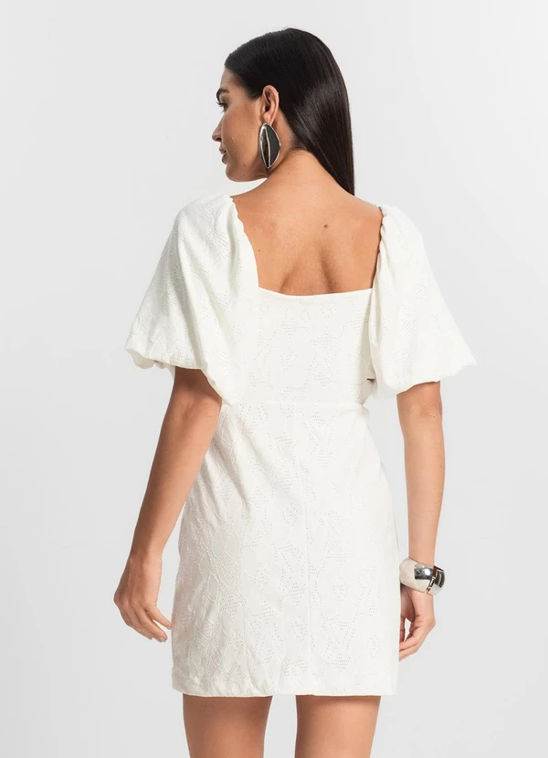 Select - Vestido Feminino com Manga Bufante Branco 2