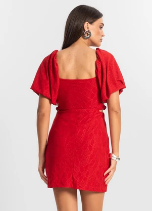 Select - Vestido Feminino com Manga Bufante Vermelho - SELECT