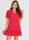 Infinita Cor - Vestido Feminino com Manga Franzida Vermelho - variação: Vermelho