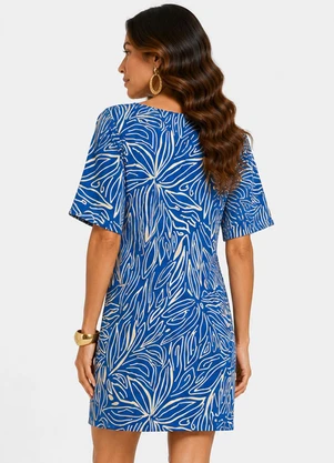Select - Vestido Feminino com Manga Godê Azul - SELECT