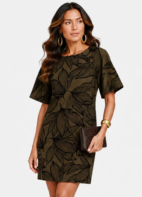 Select - Vestido Feminino com Manga Godê Verde