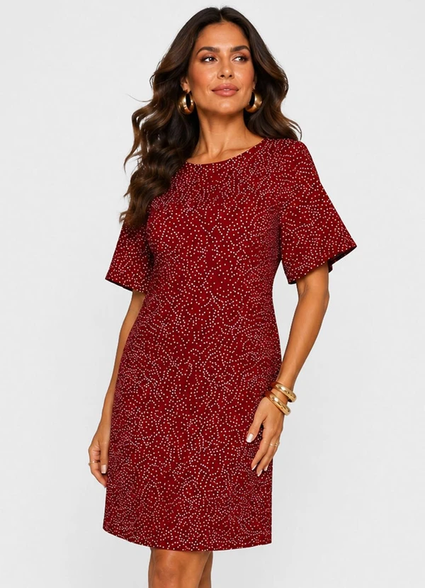 Select - Vestido Feminino com Manga Godê Vermelho