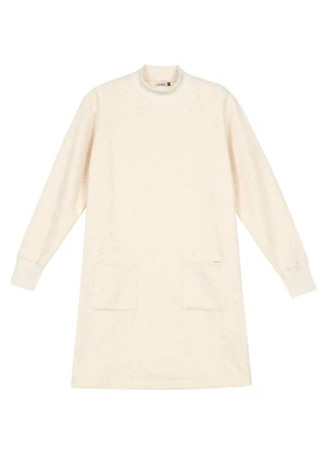 Marialícia - Vestido Feminino Comfy Moletom com Bolsos Bege - MARIALÍCIA