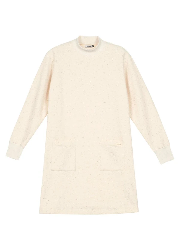 Marialícia - Vestido Feminino Comfy Moletom com Bolsos Bege 2