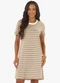 Rovitex - Vestido Feminino Cotton Listrado Marrom - variação: Marrom