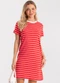 Rovitex - Vestido Feminino Cotton Listrado Azul - variação: Vermelho