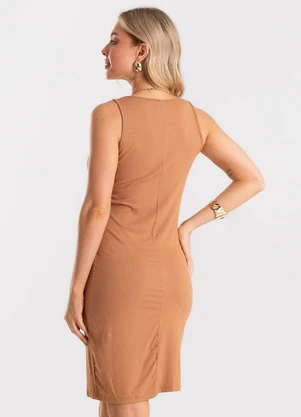 Rovitex - Vestido Feminino Curto Básico Ribana Marrom - ROVITEX