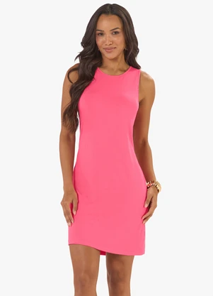 Rovitex - Vestido Feminino Curto Básico Ribana Rosa - ROVITEX