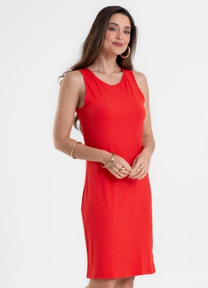 Rovitex - Vestido Feminino Curto Básico Ribana Vermelho - ROVITEX