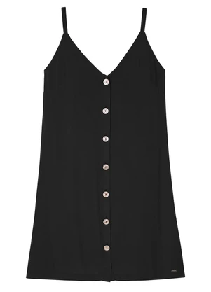 Marialícia - Vestido Feminino Curto Botões Frontais Preto - MARIALÍCIA