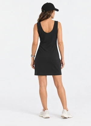 Veev - Vestido Feminino Curto Canelado Poliamida Preto - VEEV