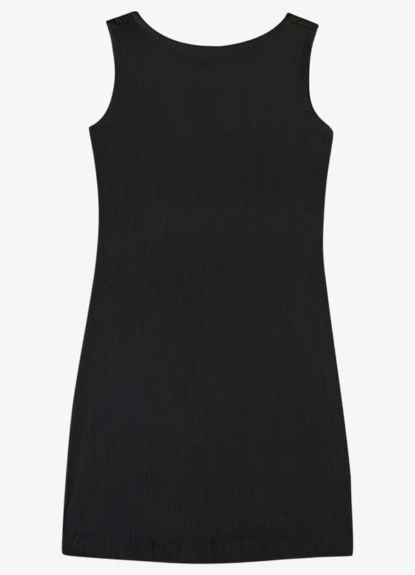 Veev - Vestido Feminino Curto Canelado Poliamida Preto