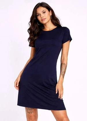 Infinita Cor - Vestido Feminino Curto com Manga Azul - INFINITA COR