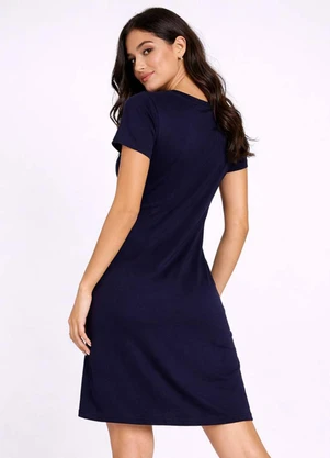 Infinita Cor - Vestido Feminino Curto com Manga Azul - INFINITA COR