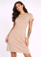 Infinita Cor - Vestido Feminino Curto com Manga Rosa - variação: Bege