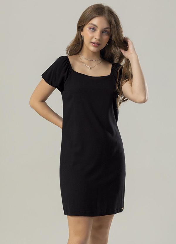 Bjoe - Vestido Feminino Curto com Manga Bufante Preto
