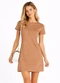 Infinita Cor - Vestido Feminino Curto com Manga Rosa - variação: Marrom