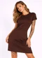 Infinita Cor - Vestido Feminino Curto com Manga Rosa - variação: Marrom