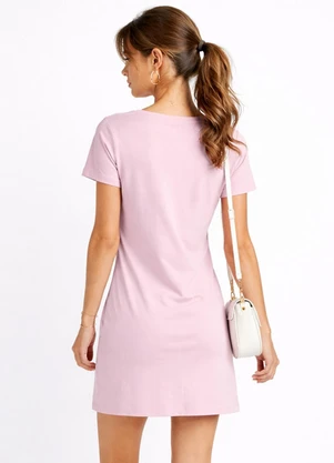 Infinita Cor - Vestido Feminino Curto com Manga Rosa - INFINITA COR