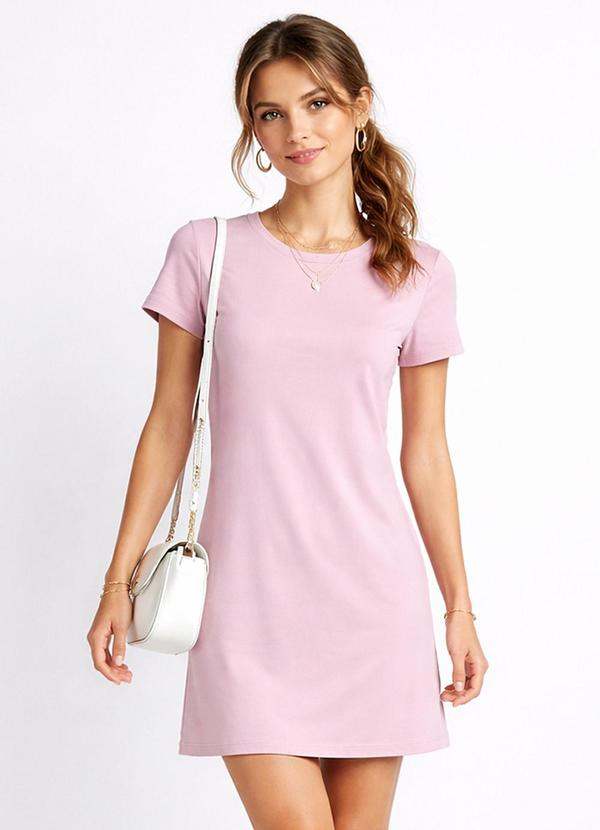 Infinita Cor - Vestido Feminino Curto com Manga Rosa