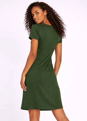 Infinita Cor - Vestido Feminino Curto com Manga Verde - INFINITA COR