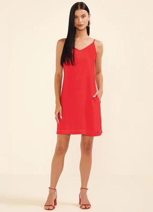 Marialícia - Vestido Feminino Curto Creponado Vermelho - MARIALÍCIA