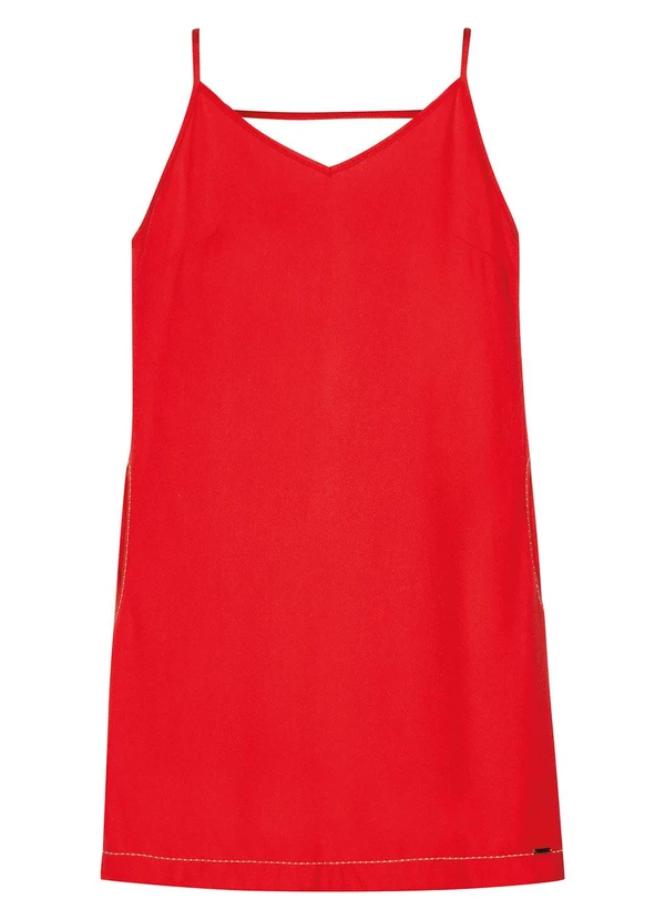 Marialícia - Vestido Feminino Curto Creponado Vermelho