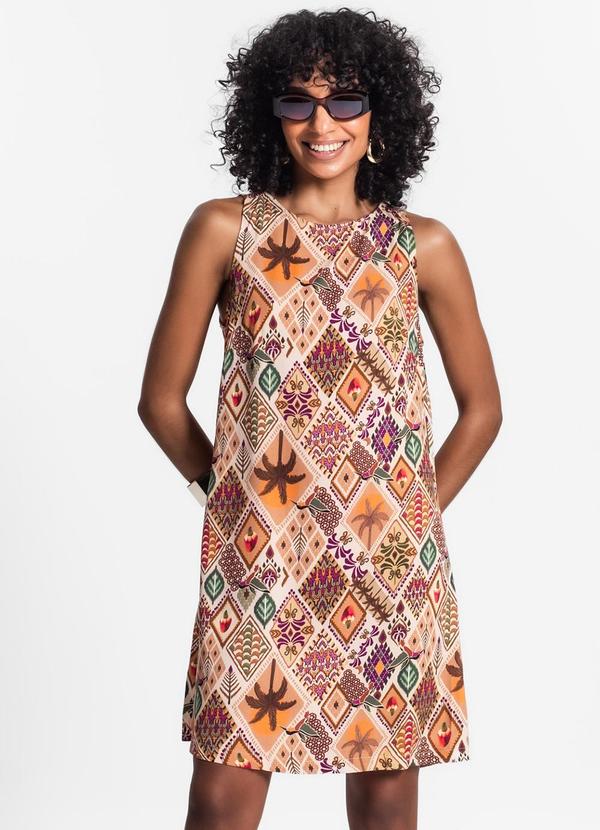 Select - Vestido Feminino Curto de Viscose Laranja 1