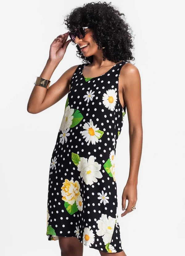 Select - Vestido Feminino Curto de Viscose Preto 4