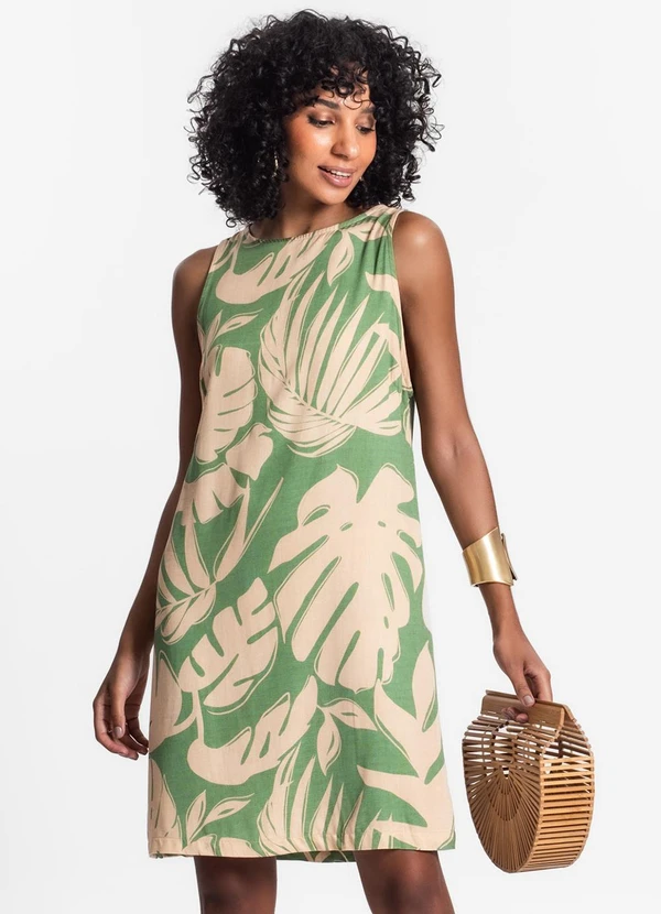 Select - Vestido Feminino Curto de Viscose Verde