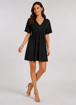 Infinita Cor - Vestido Feminino Curto Decote em V Preto - INFINITA COR