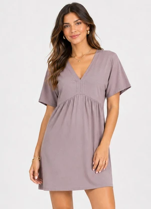 Infinita Cor - Vestido Feminino Curto Decote em V Roxo - INFINITA COR