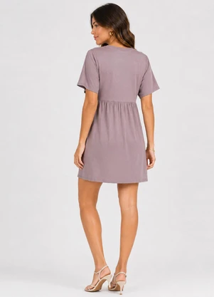 Infinita Cor - Vestido Feminino Curto Decote em V Roxo - INFINITA COR