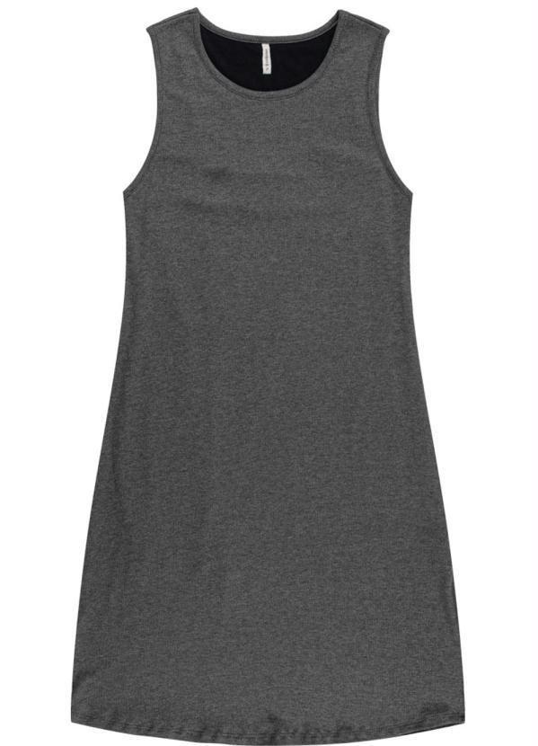 Habana - Vestido Feminino Curto em Canelado Cinza