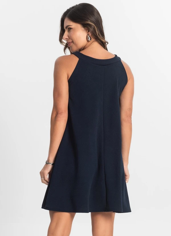 Rovitex - Vestido Feminino Curto em Liganete Azul