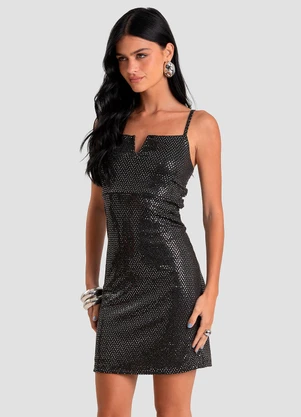 Dianna - Vestido Feminino Curto em Malha Lantejoula Preto - DIANNA