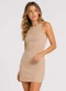 Infinita Cor - Vestido Feminino Curto em Malha Visco Azul - variação: Bege