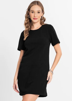 Infinita Cor - Vestido Feminino Curto em Moletinho Preto - INFINITA COR