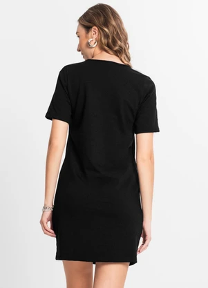 Infinita Cor - Vestido Feminino Curto em Moletinho Preto - INFINITA COR