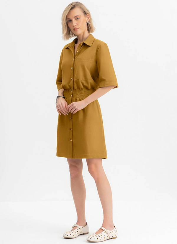 Essendi - Vestido Feminino Curto em Piquet Amarelo 3