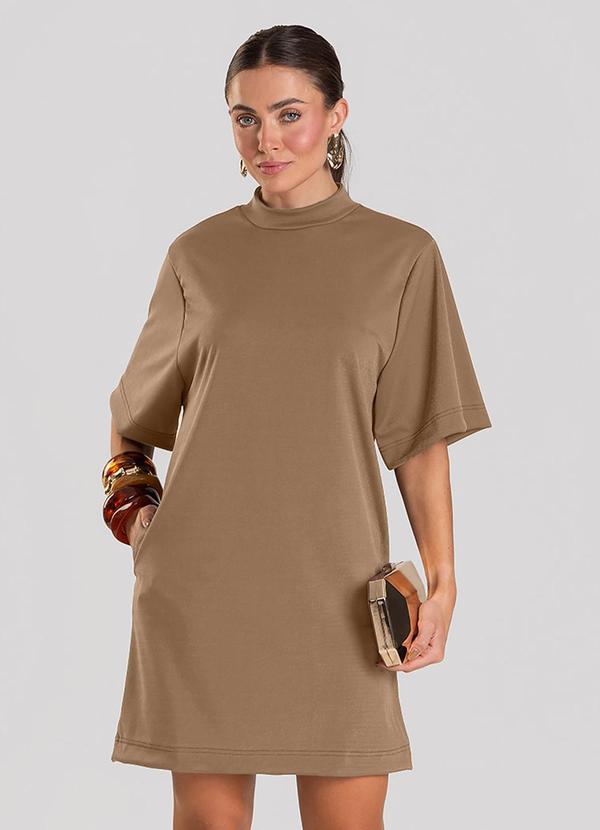 Dianna - Vestido Feminino Curto em Tecido Marrom