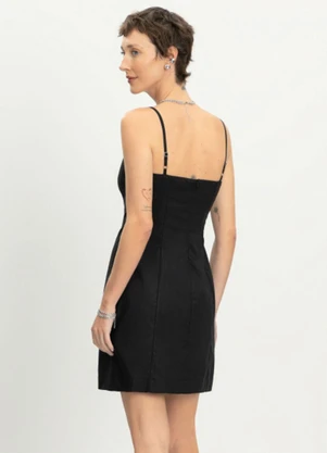 Essendi - Vestido Feminino Curto em Viscose Preto - ESSENDI