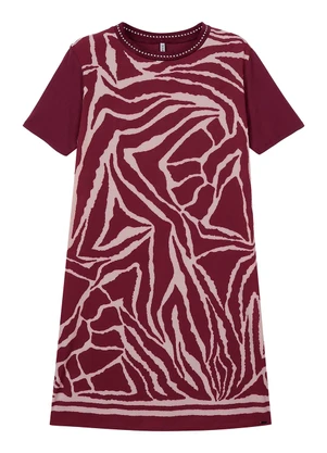 Marialícia - Vestido Feminino Curto Estampado Bordo - MARIALÍCIA