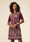 Marialícia - Vestido Feminino Curto Estampado Marrom - variação: Bordo