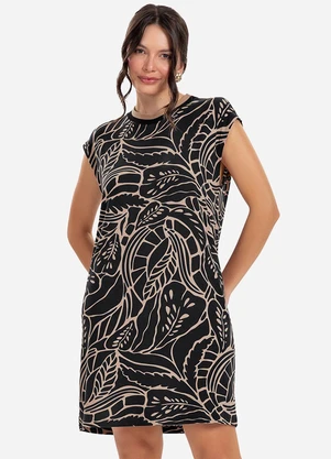 Rovitex - Vestido Feminino Curto Estampado Preto - ROVITEX