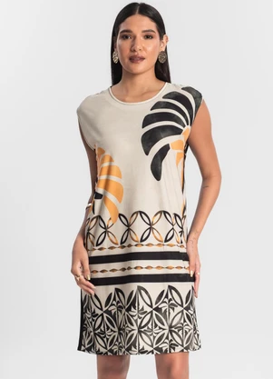 Rovitex - Vestido Feminino Curto Estampado Preto - ROVITEX