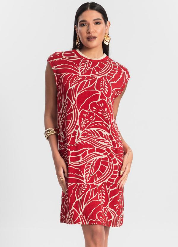 Rovitex - Vestido Feminino Curto Estampado Vermelho