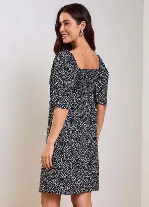 Marialícia - Vestido Feminino Curto Floral Preto - MARIALÍCIA