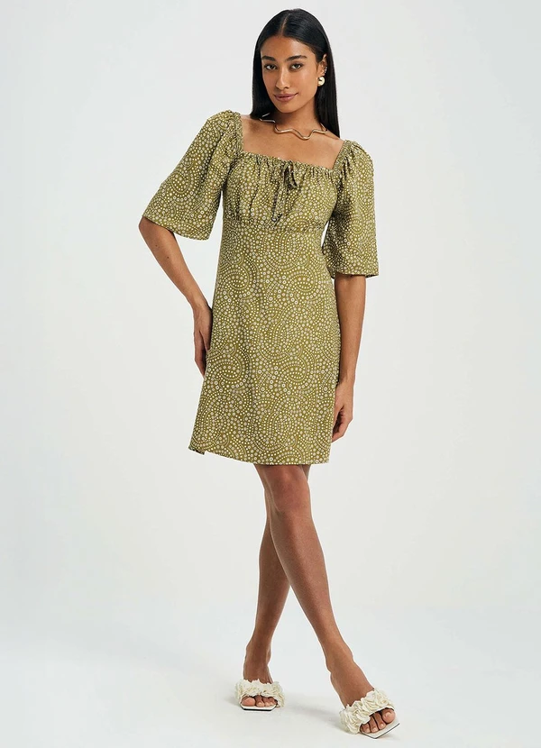 Marialícia - Vestido Feminino Curto Floral Verde 2